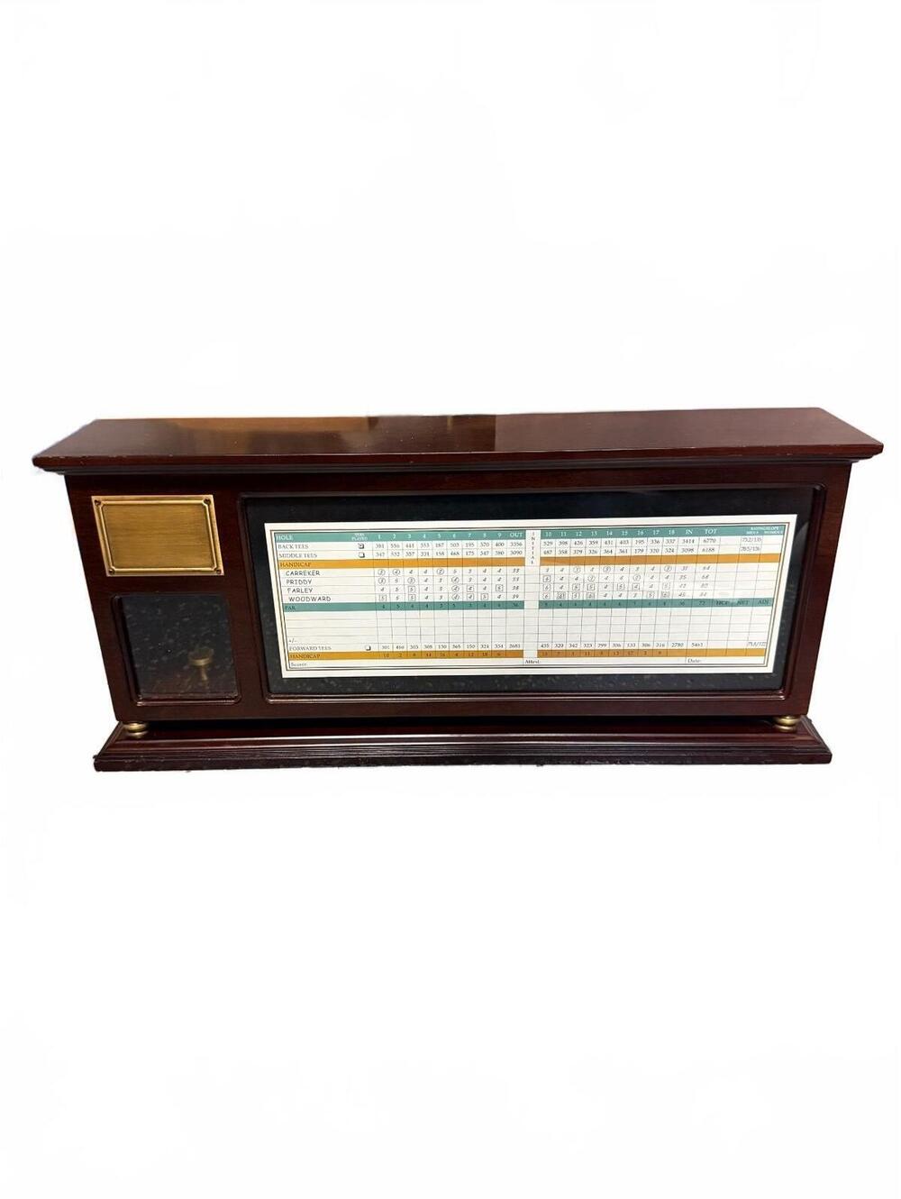 Vintage Wooden Bombay Golf Display with Brass Detail and Glass Panel